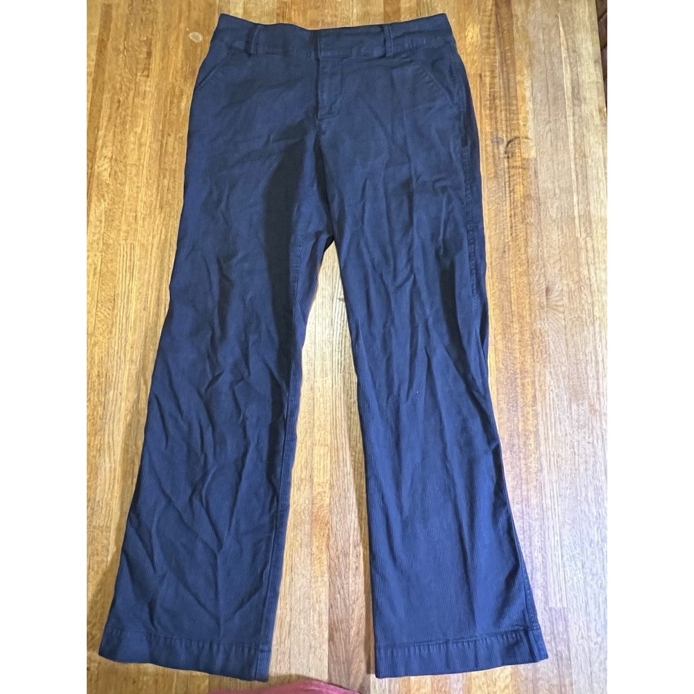 Madison Women 8 Slate Grey Pinstripe Flat Front Straight Leg Covered Pocket Pant